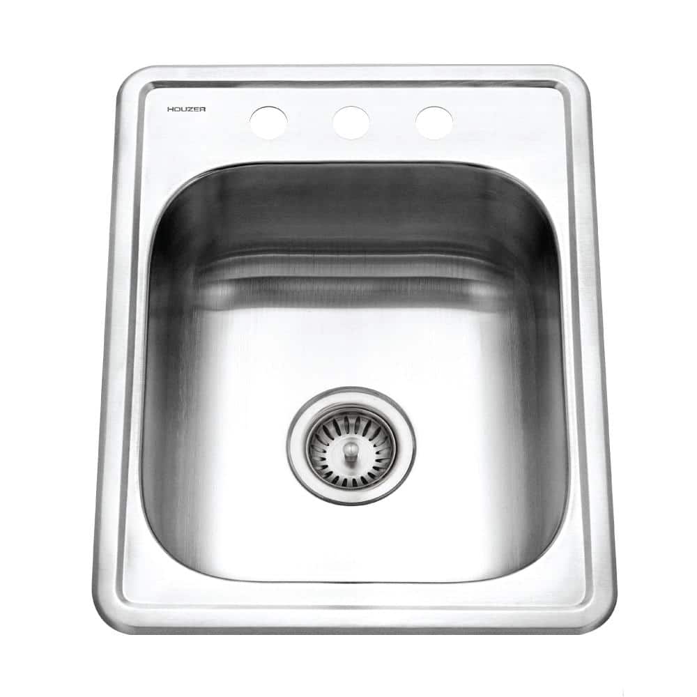 17" Stainless Steel Single Bowl Bar Sink with Satin Finish