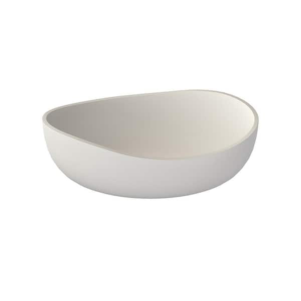 24 in. W x 14.5 in. D x 8 in. H White Oval Solid Surface Bathroom Vessel Sink