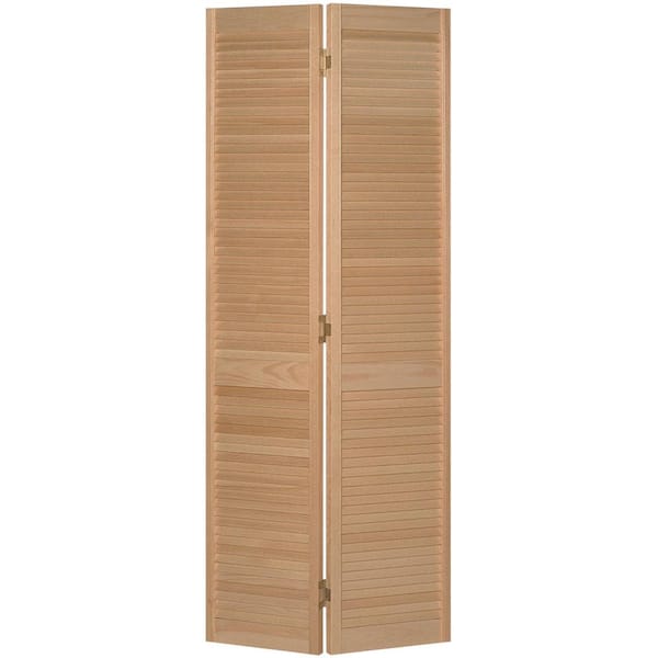 Masonite 30 in. x 80 in. Full-louvered Hollow-Core Smooth Unfinished Pine Bi-fold Interior Door