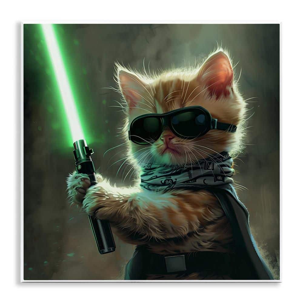 Sci-Fi Kitten with Saber by Jim Baldwin Unframed Fantasy Graphic Art Print 12 in. x 12 in. price history on PriceWatchPro