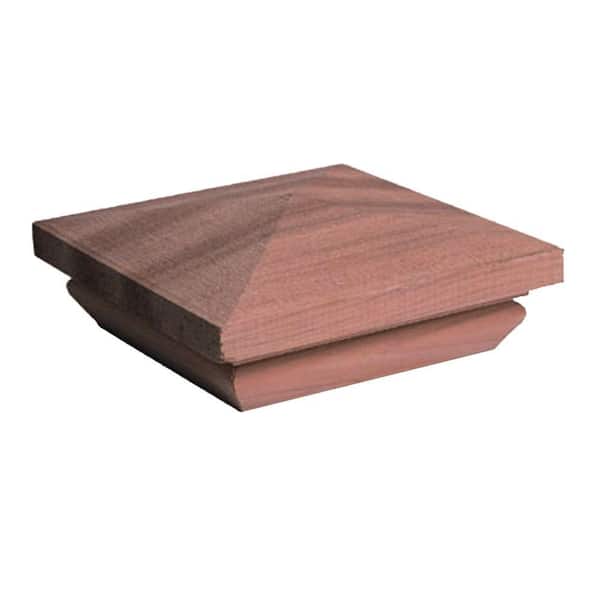 Unbranded 4 in. x 4 in. Redwood Cottage Pyramid Post Cap
