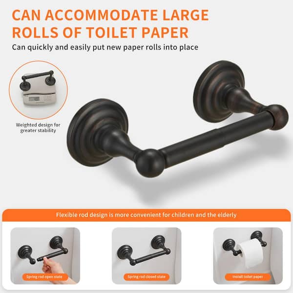 Traditional Double Post Spring Wall Mounted Towel Bar Toilet Paper Holder in Oil Rubbed Bronze