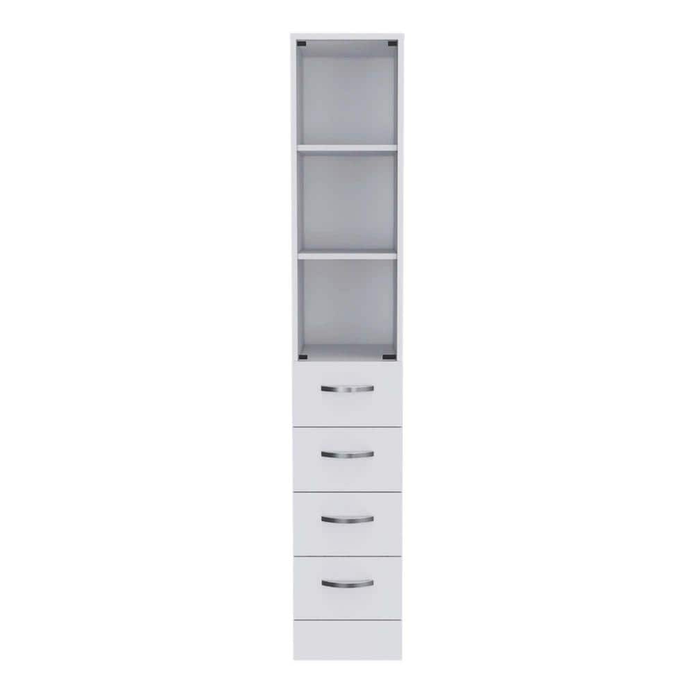 17.56 in. W x 11.97 in. D x 68.29 in. H White Leben Linen Cabinet, Three Sh