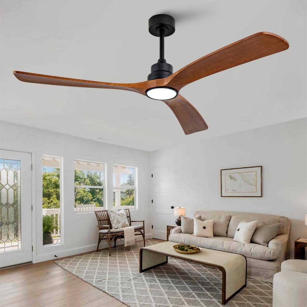 60 in. Black Wood Reversible Quiet DC Motor Downrod Mount Standard Fan with Remote Control Dimmable 6 Wind Speed price history on PriceWatchPro