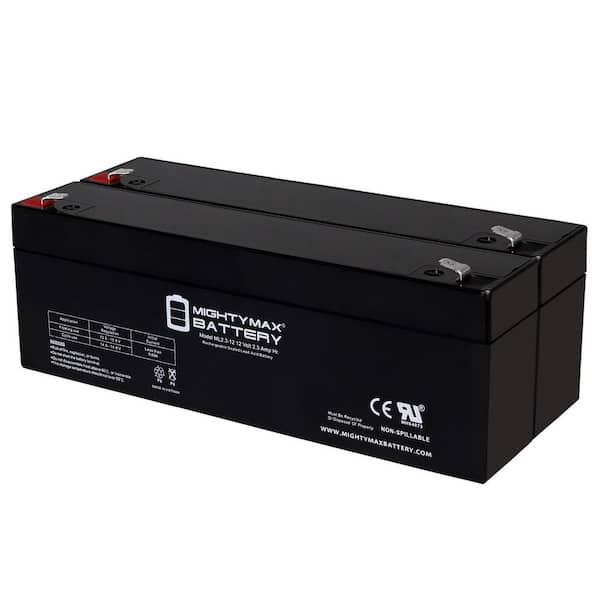 MIGHTY MAX BATTERY 12V 2. 3AH F1 SLA Replacement Battery Compatible with Duracell Dura12-2. 3F-2 Pack