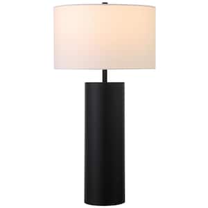 York 29.5 in. Blackened Bronze Table Lamp with Fabric Shade