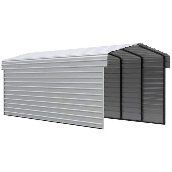 Arrow 10 ft. W x 29 ft. D x 9 ft. H Eggshell Galvanized Steel Carport with 2-Side Wall Kits