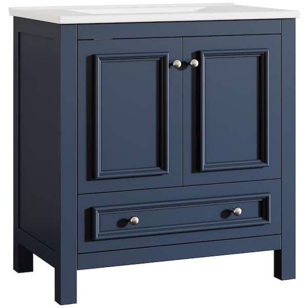 29.5 in. Storage Cabinet, Accent Cabinet with 2 Doors andDivided Drawer, Dark Blue