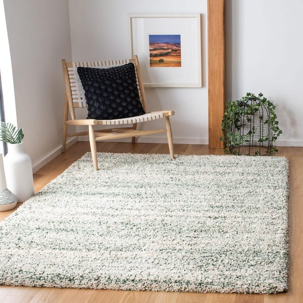 Hudson Shag 4 ft. x 4 ft. Ivory/Green Solid Marle Square Area Rug
