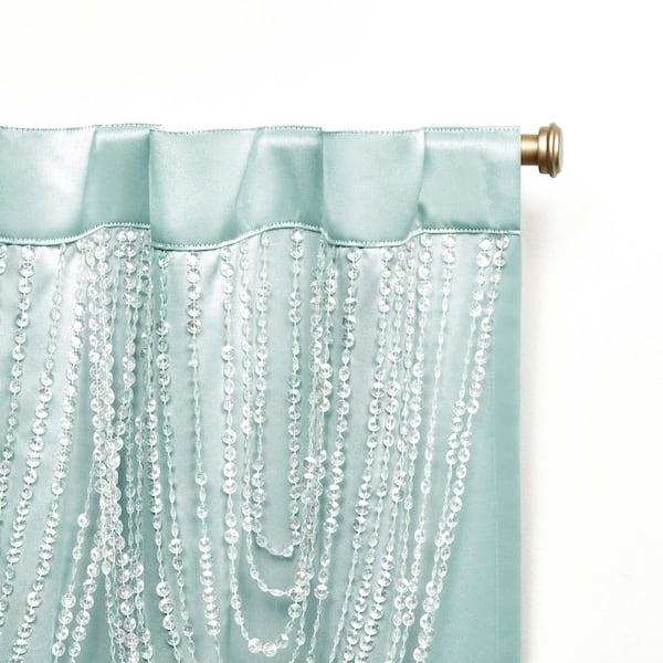 Bliss Aqua Solid Room Darkening 54 in. x 84 in. Hidden Tab Top Curtain Panel (Set of 2)