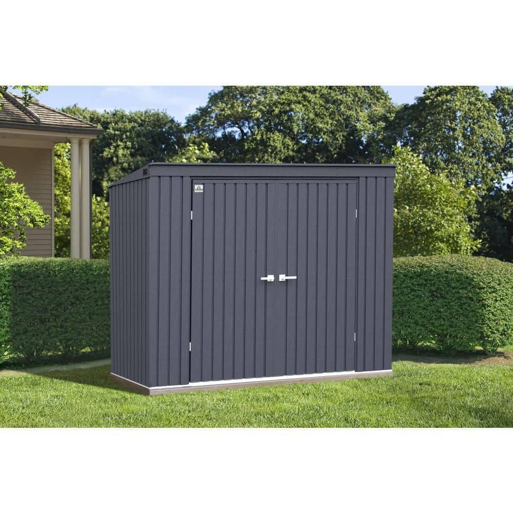 Elite 8 ft. x 4 ft. Anthracite Galvanized Steel Storage Shed