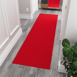 Lifesaver Non-Slip Rubberback Indoor/Outdoor Long Hallway Runner Rug 2 ft. 7 in. x 10 ft. Red Polyester Garage Flooring