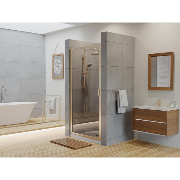 Coastal Shower Doors Paragon 24 in. to 24.75 in. x 70 in. Framed Continuous Hinged Shower Door in Brushed Nickel with Clear Glass