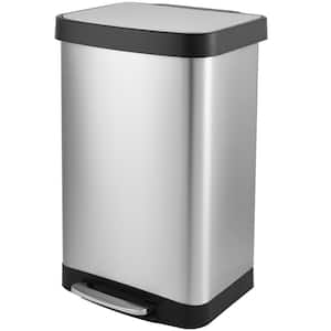 14.53 Gal./55 L Stainless Steel Rectangular Liner Rim Step-on Trash Can
