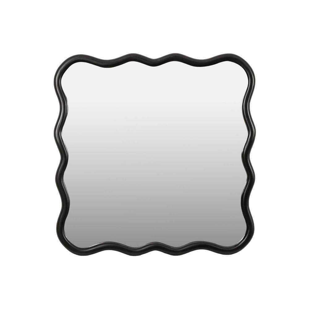Black 36 in. W x 36 in. H Rectangle Wood Frame Wall Decor Mirror, Vanity Wa