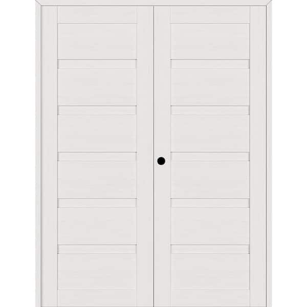 Belldinni Louver 56 in. x 83.25 in. Right Hand Active Bianco Noble Wood Composite Double Prehung Interior Door