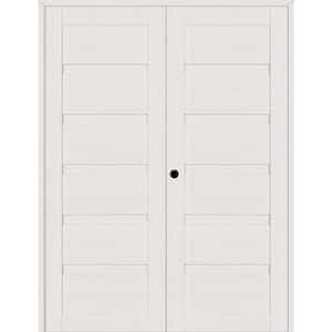 Louver 48 in. x 84 in. Right-Hand Active Bianco Noble Wood Composite Double Prehung Interior Door