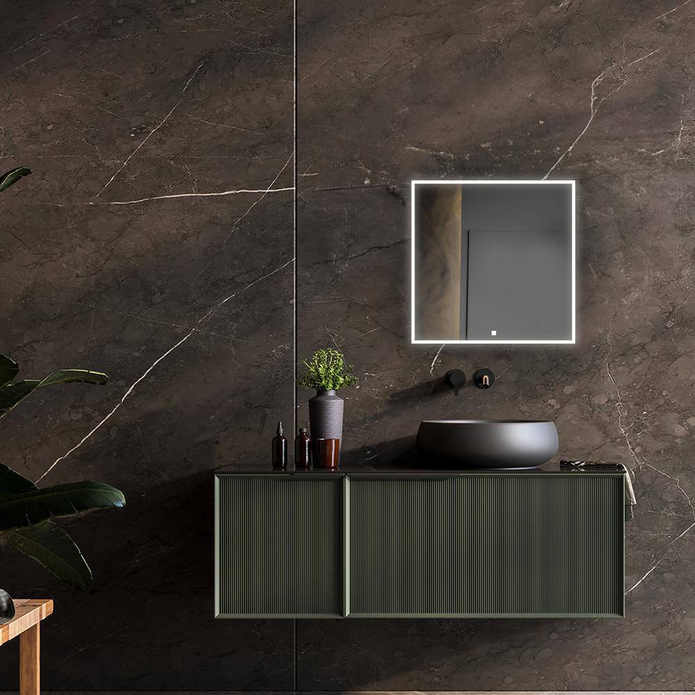 Edge Silver LED Lighted Bathroom Vanity Mirror 30"x32"