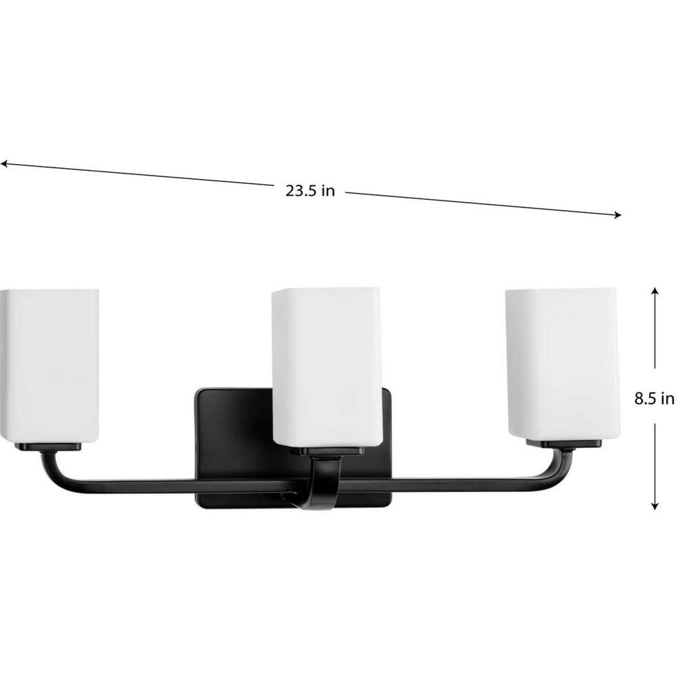 Matte Black 3-Light Wall Sconce with Etched Opal Glass