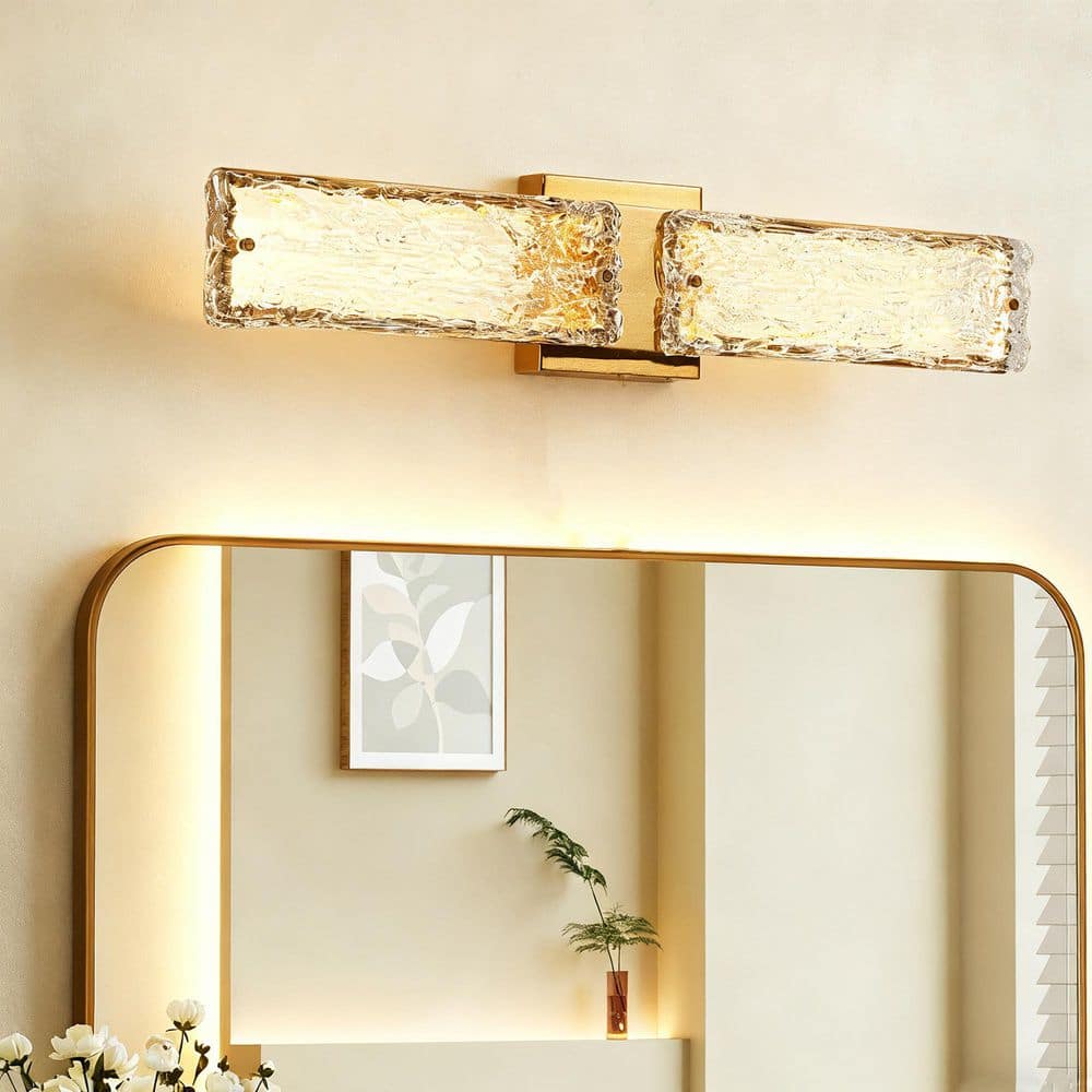 Iatreia 1-Light Plating Brass LED Linear Wall Sconce with Rectangle Handmade Textured Glass Modern Minimalist Wall Light price history on PriceWatchPro