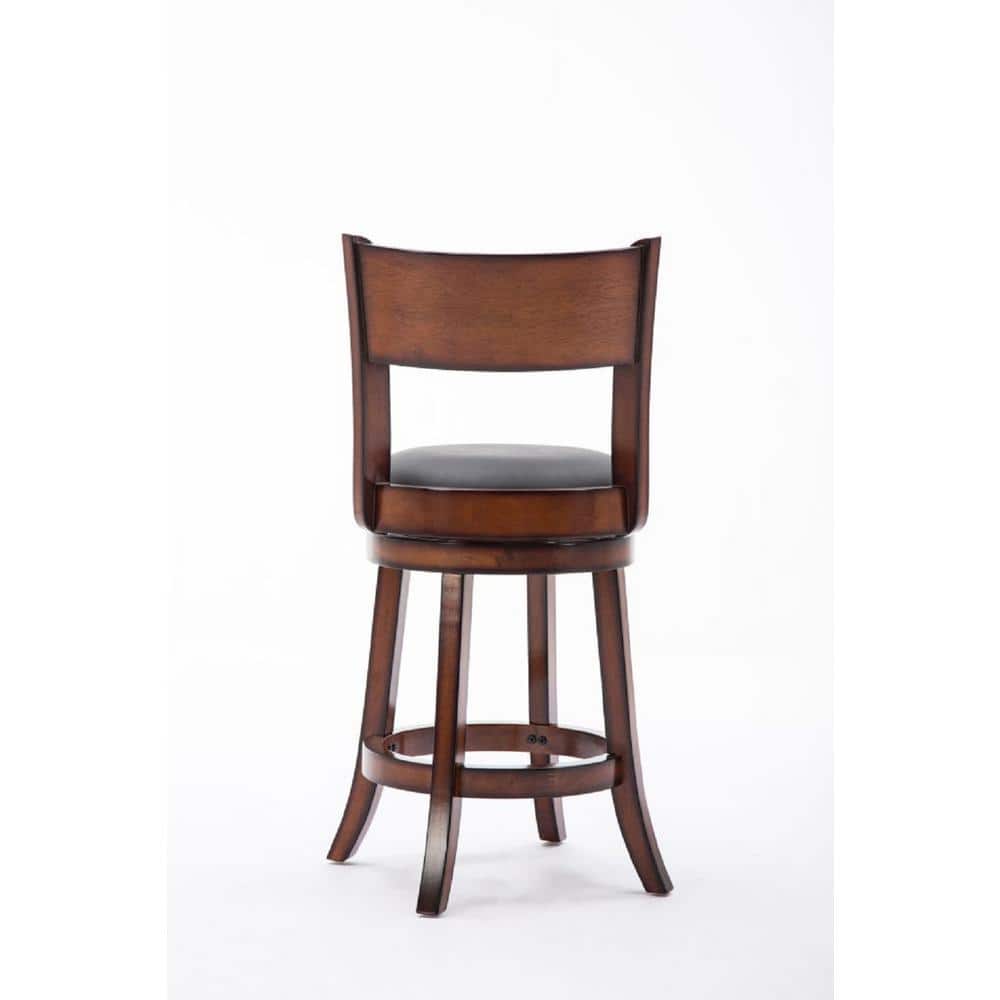 Chestnut Bonded Leather 24" Swivel Counter Stool with High-Density Foam
