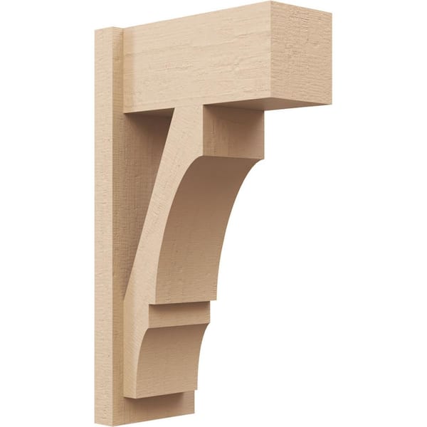 Ekena Millwork 8 in. x 28 in. x 16 in. Balboa Block Rough Cedar Woodgrain Timberthane Polyurethane Outlooker, Primed Tan