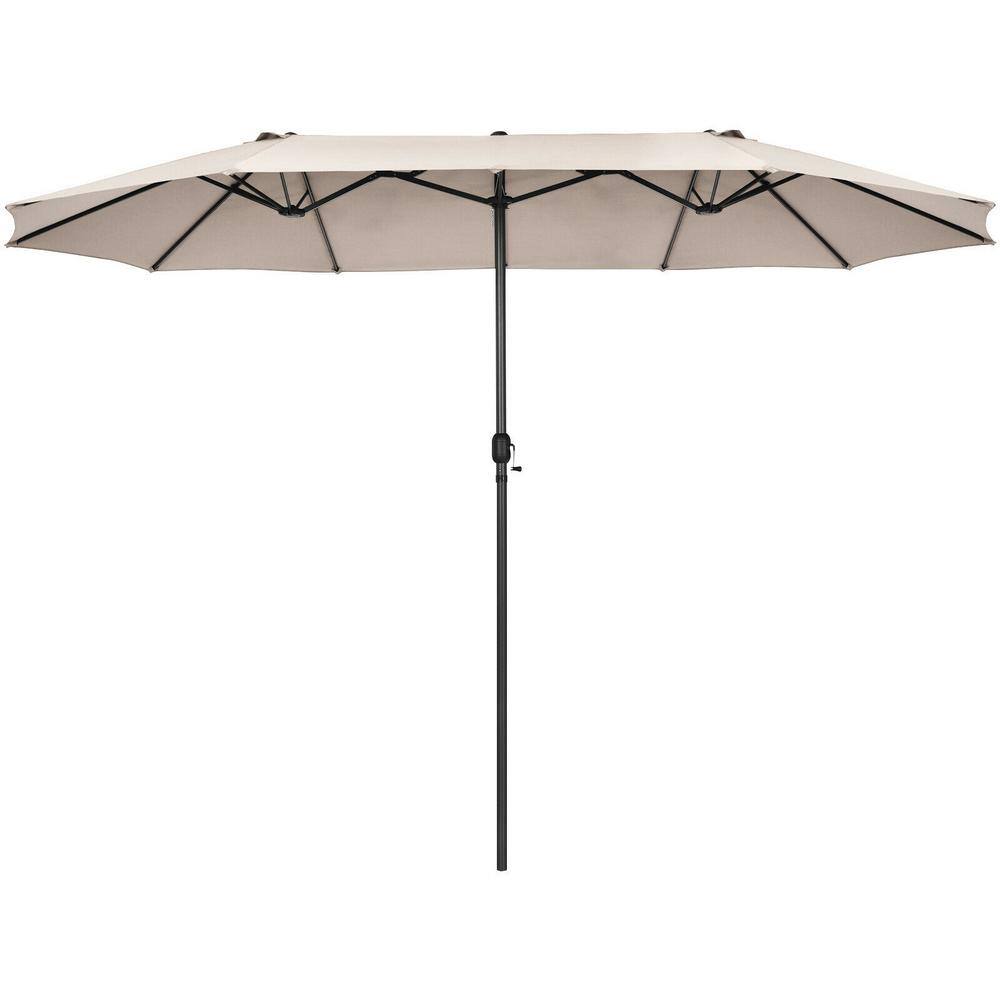 Beige 15FT Double-Sided Patio Umbrella with Metal Pole