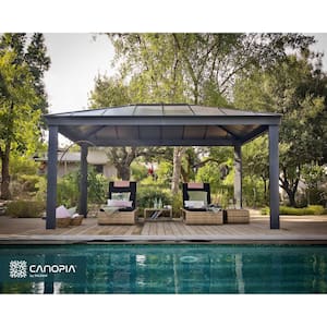 Dallas 12 ft. x 16 ft. Gray/Gray Opaque Outdoor Gazebo with Insulating and Sleek Roof Design