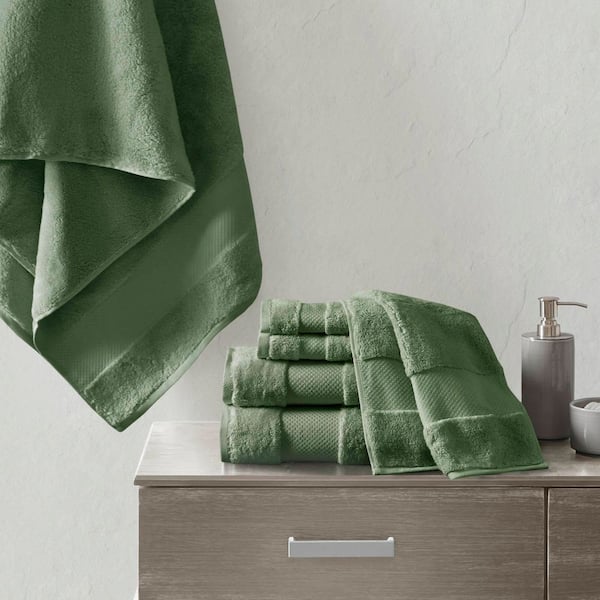 Turkish 6-Piece Green Cotton Bath Towel Set