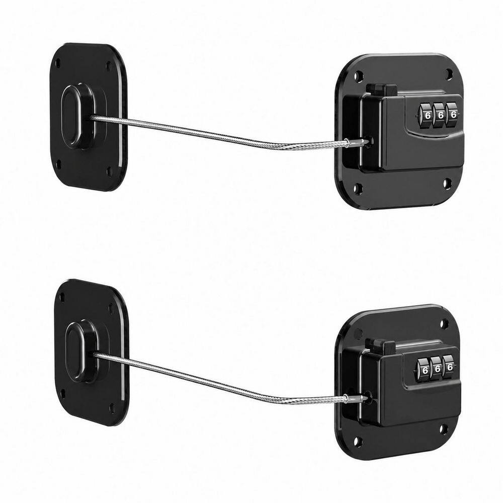 Black Combination Magnetic Cabinet Door Latch Fridge Lock Child Babyproof No Drill Easy Install 2-Pack price history on PriceWatchPro