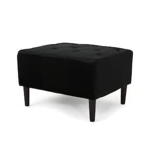 Kimiko Black and Dark Brown Tufted Ottoman 17 in. x 26.25 in. x 21 in.