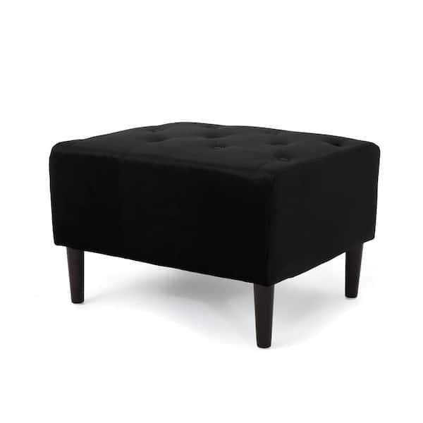 Unbranded Kimiko Black and Dark Brown Tufted Ottoman 17 in. x 26.25 in. x 21 in.