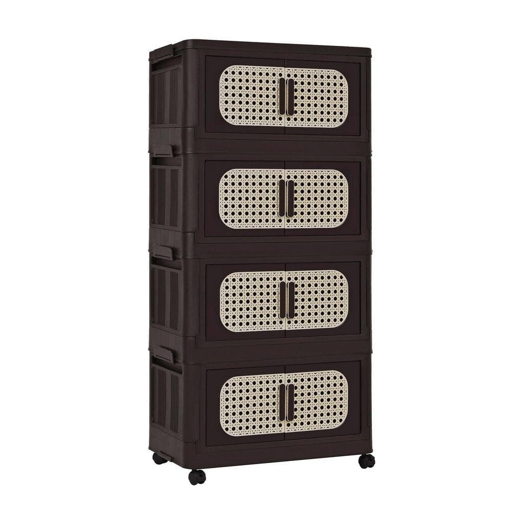 40 in. H x 20 in. W Brown Plastic Folding Storage Cabinet with