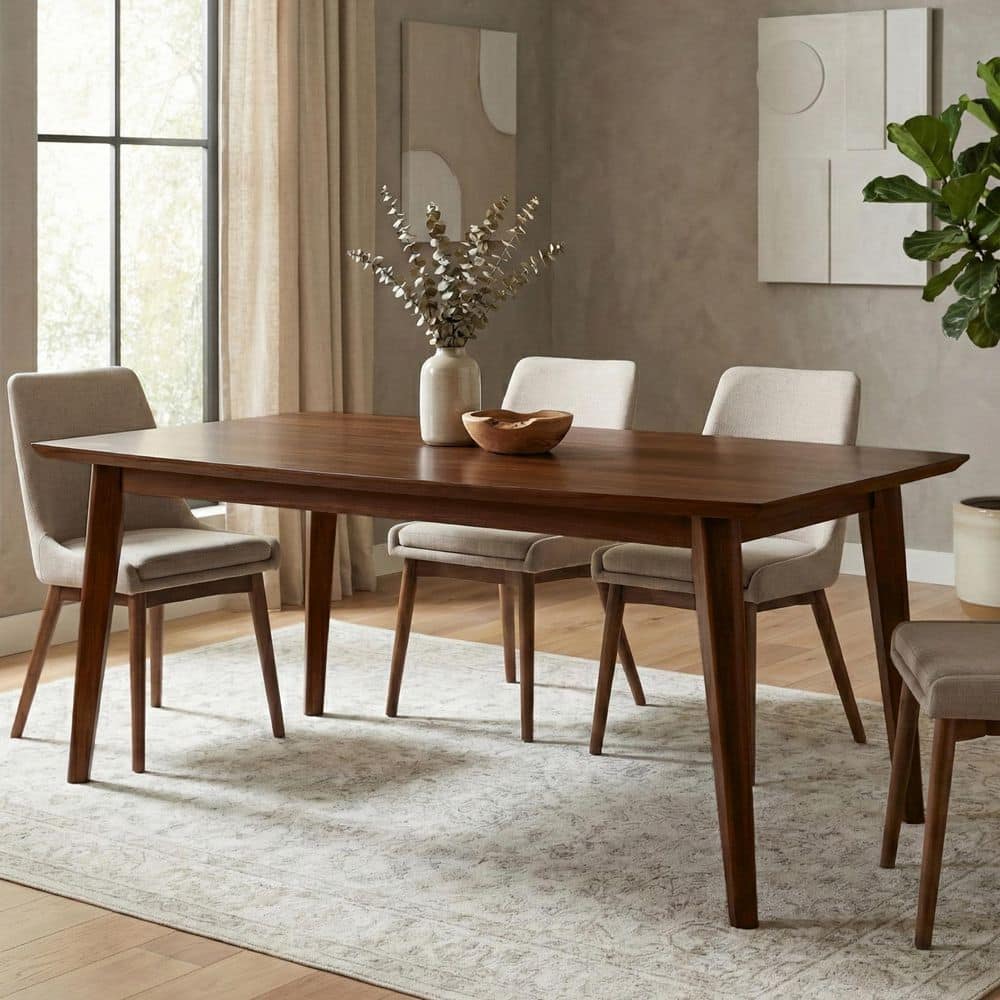 NOMBE dining table mortar walnut ウォールナット Simpli Home Draper SOLID WOOD and Rubberwood 66 in. Rectangle Mid