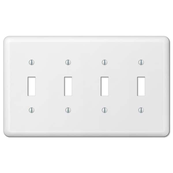 AMERELLE Declan 4 Gang Toggle Steel Wall Plate - White