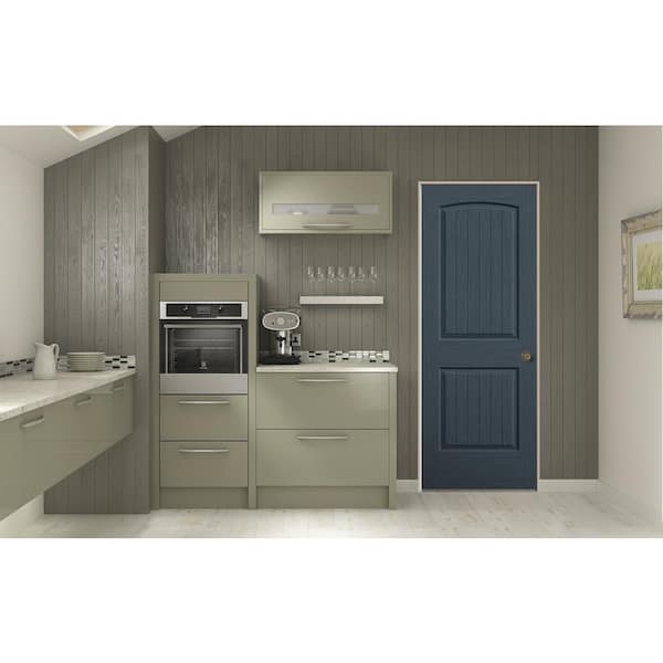 30 in. x 80 in. Santa Fe Denim Stain Right-Hand Solid Core Molded Composite MDF Single Prehung Interior Door