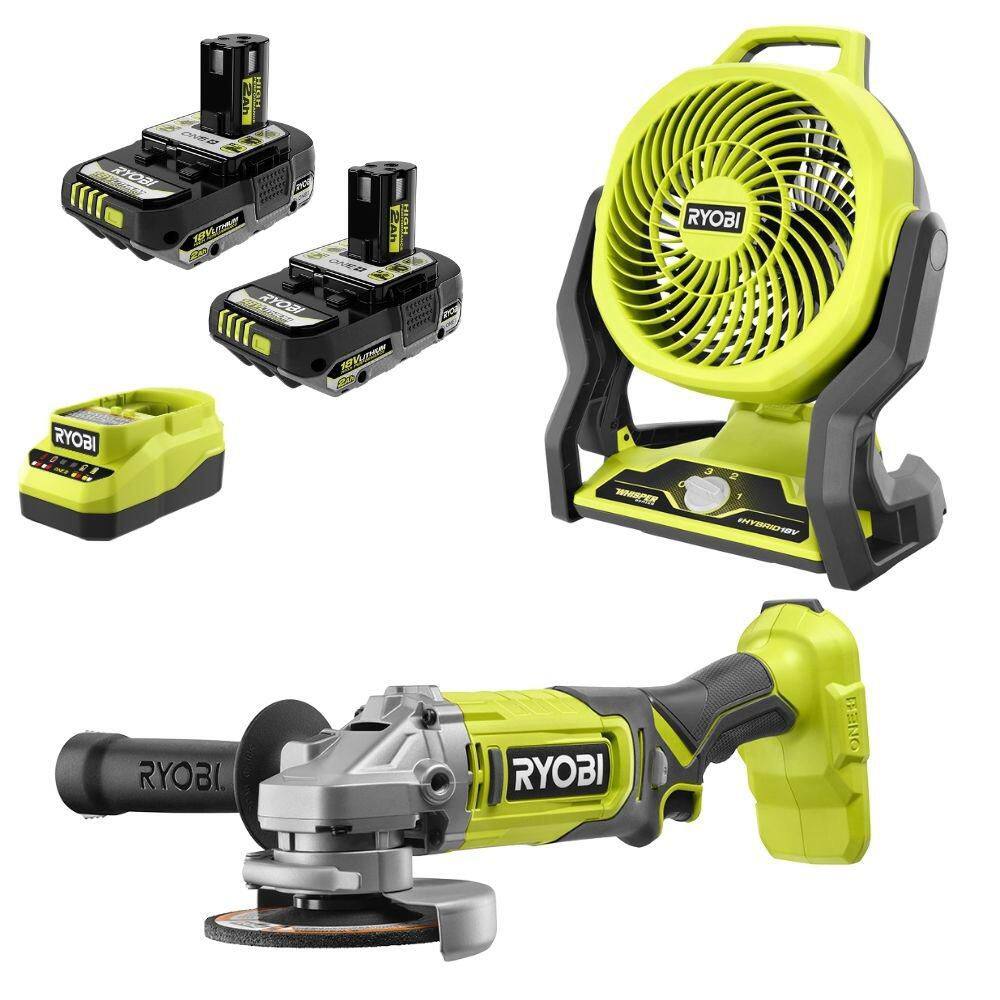 "ONE+ 18V Cordless Hybrid 7.5 in. Fan Kit with (2) 2Ah Batteries, Charger, & FREE ONE+ 18V Cordless 4-1/2"" Angle Grinder" price history on PriceWatchPro
