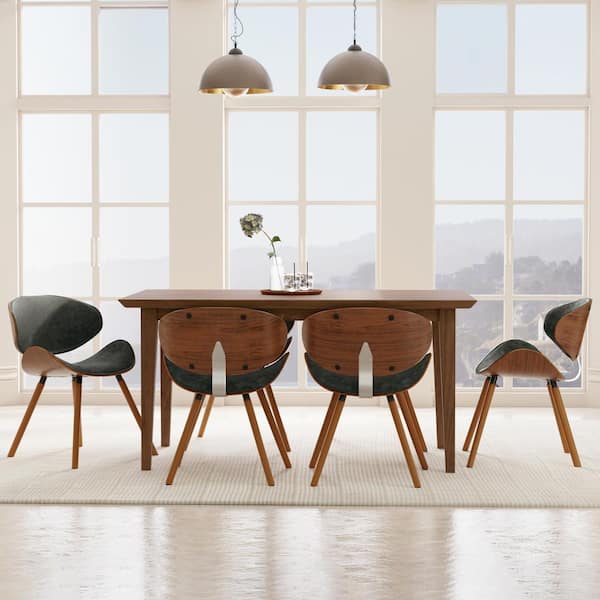 Simpli Home Marana Mid Century Modern Dining Chair in Slate Grey PU faux leather