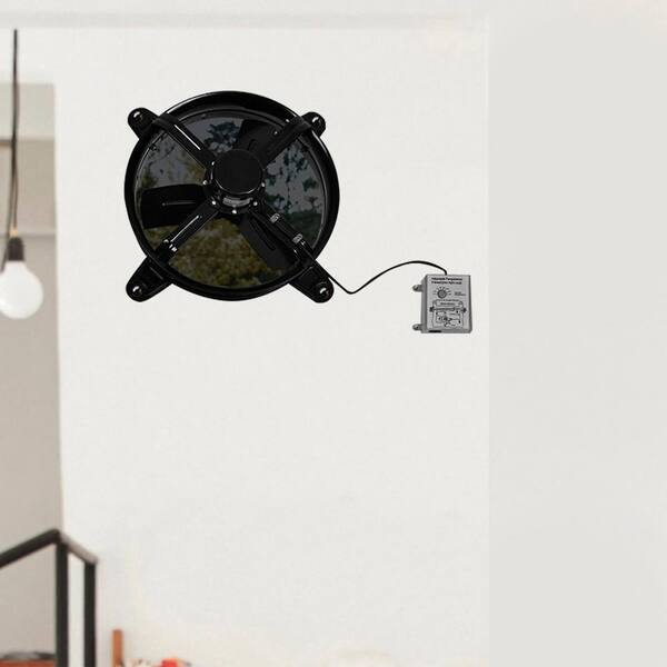 Amucolo - 3127 CFM 20 in. Black Gable Mount Fan Attic Gable Ventilator Shutter Exhaust Fan with Adjustable Temperature Thermostat