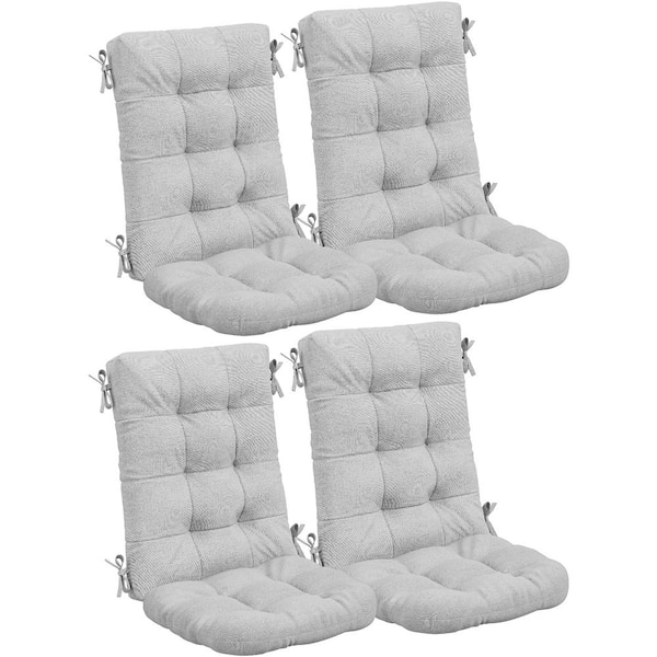 Phewnyzo 18.7 in. x 19.1 in. x 28.3 in. Outdoor Gray Adirondack Chair Cushion (set of 4) with 4-Extended Lacings Anti Slip