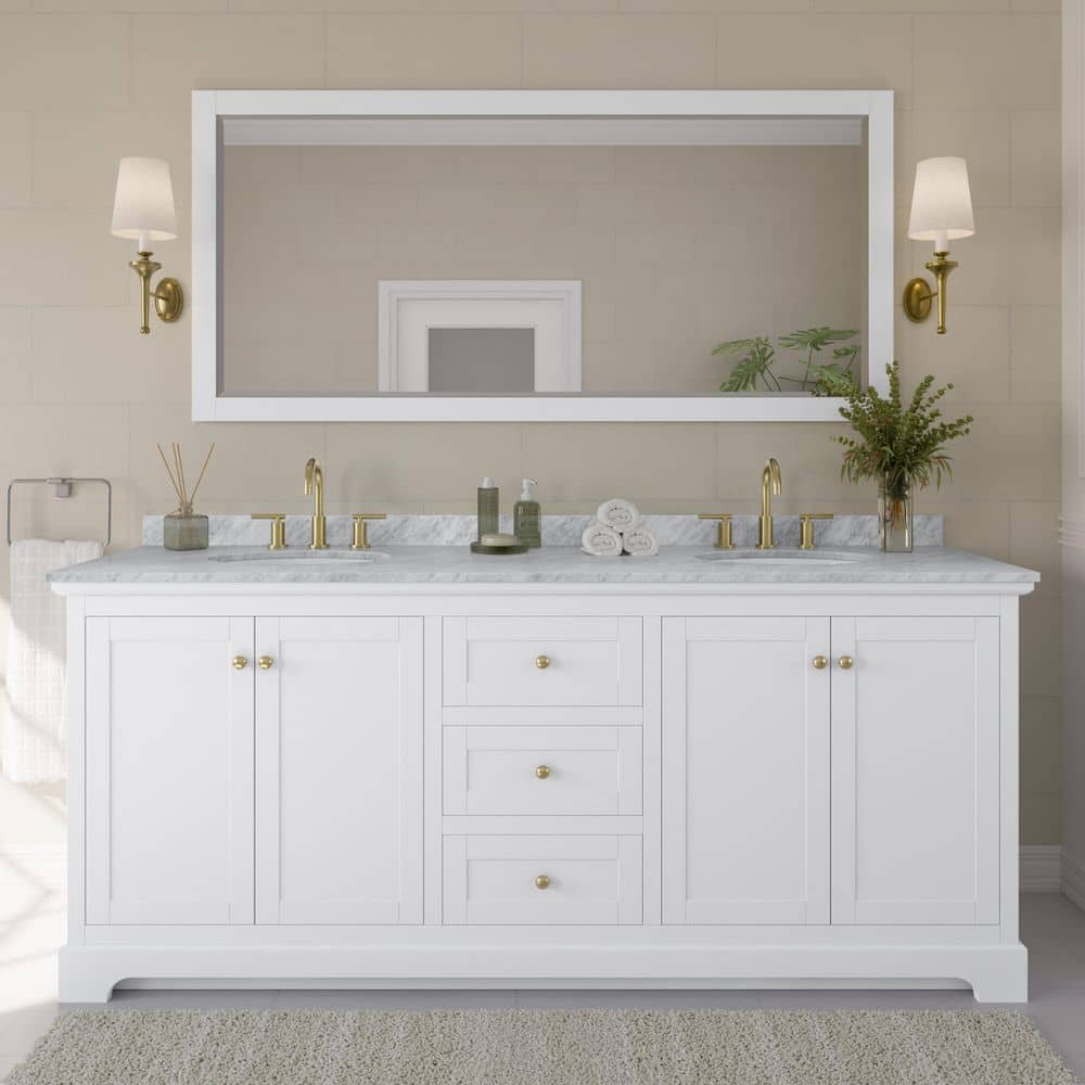 Avery 80 in. W x 22 in. D Double Bath Vanity in White with Marble Vanity Top in White with White Basins price history on PriceWatchPro