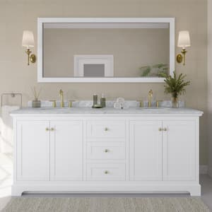 Avery 80 in. W x 22 in. D Double Bath Vanity in White with Marble Vanity Top in White with White Basins