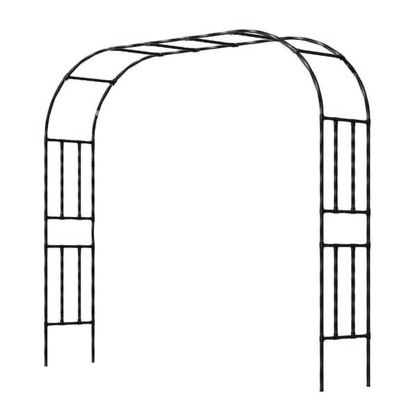 94.5 in. x 98.4 in. Metal Twist Texture Garden Arbor for Climbing Plants Wedding Ceremony Decoration Black