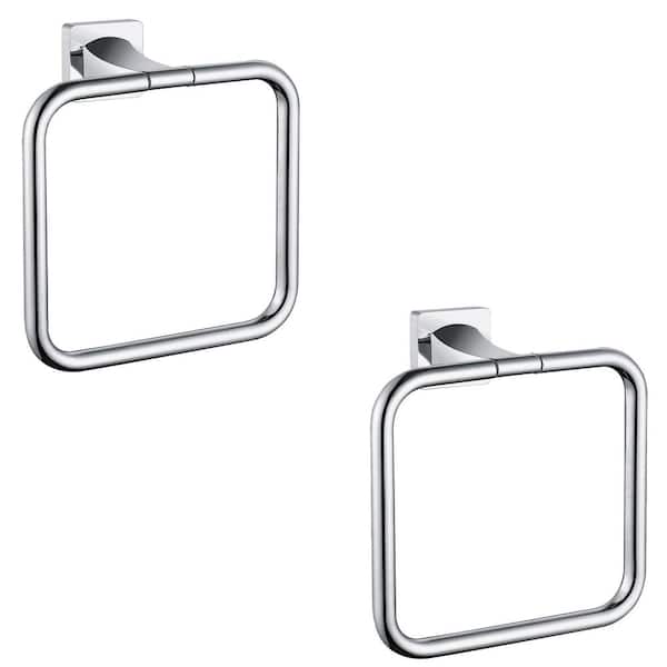 ruiling Bath Wall Mounted Towel Ring in Stainless Steel Polished Chrome-2-Pack