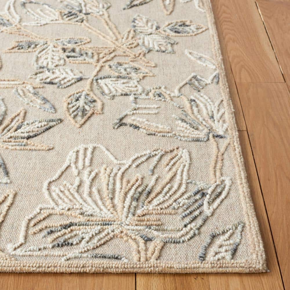 Gray Hand-Tufted Wool Floral 4' x 6' Area Rug