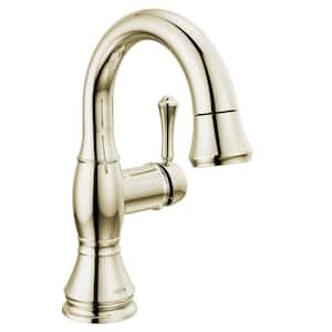 Cassidy Single-Handle Single-Hole Bathroom Faucet with Pull-Down Spout in Polished Nickel