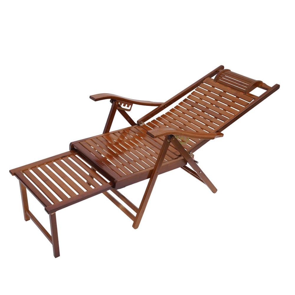 YIYIBYUS Outdoor Adjustable Bamboo Folding Chaise Lounge Bamboo