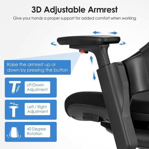 Gymax Executive Office Chair Adjustable Task Chair w/Sliding Seat and 3D Armrest