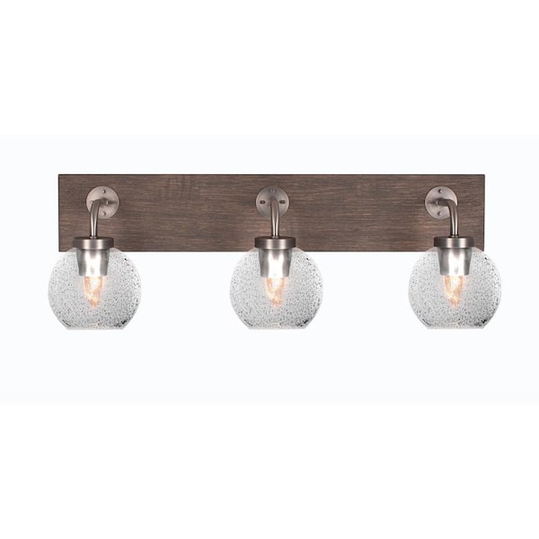 Unbranded Kirby 26 in. 3-Light Graphite and Painted Distressed Wood-look Metal Vanity Light