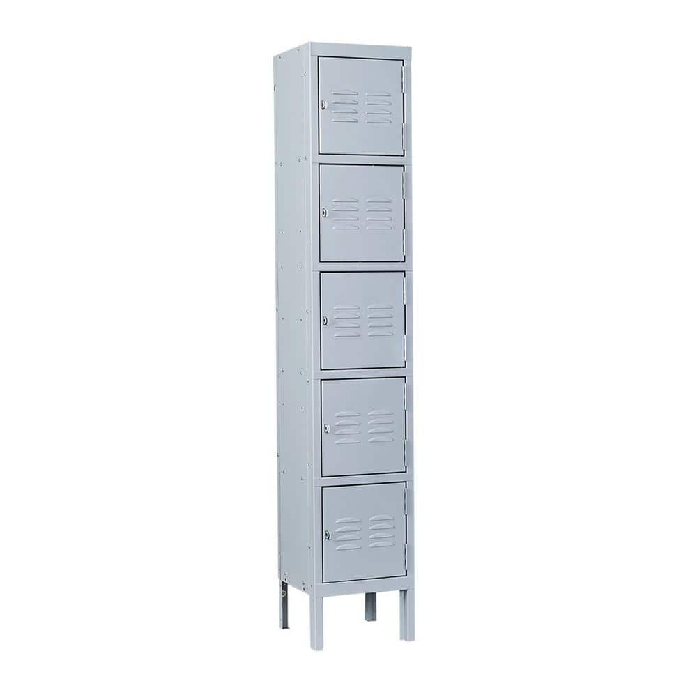 Mlezan 5-Tier Shelf Metal Locker For Employees Students Storage Cabinet ...